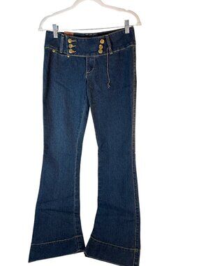 Neeso Womens Jeans Style P3601 Triple Button Wide Hem Blue Size 7 NWT